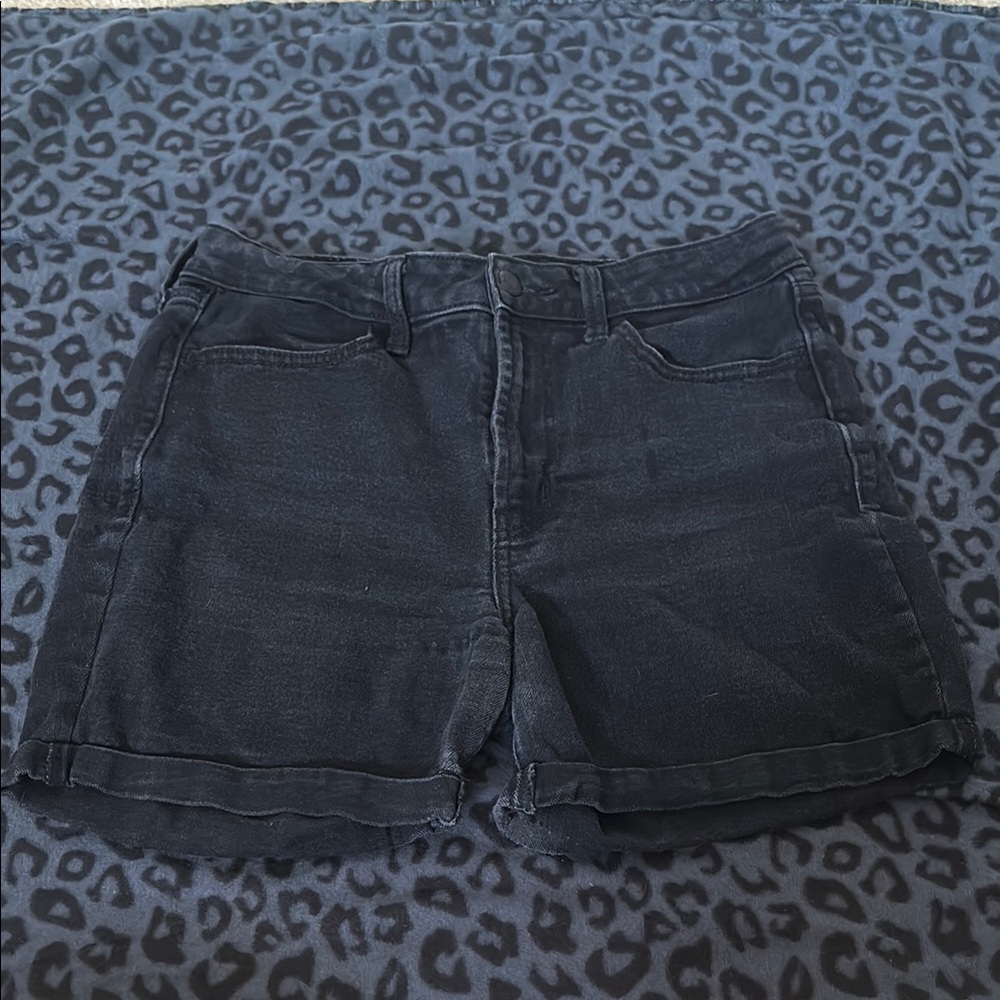 Old Navy Black Jean Shorts Distressed Cut-Off Style